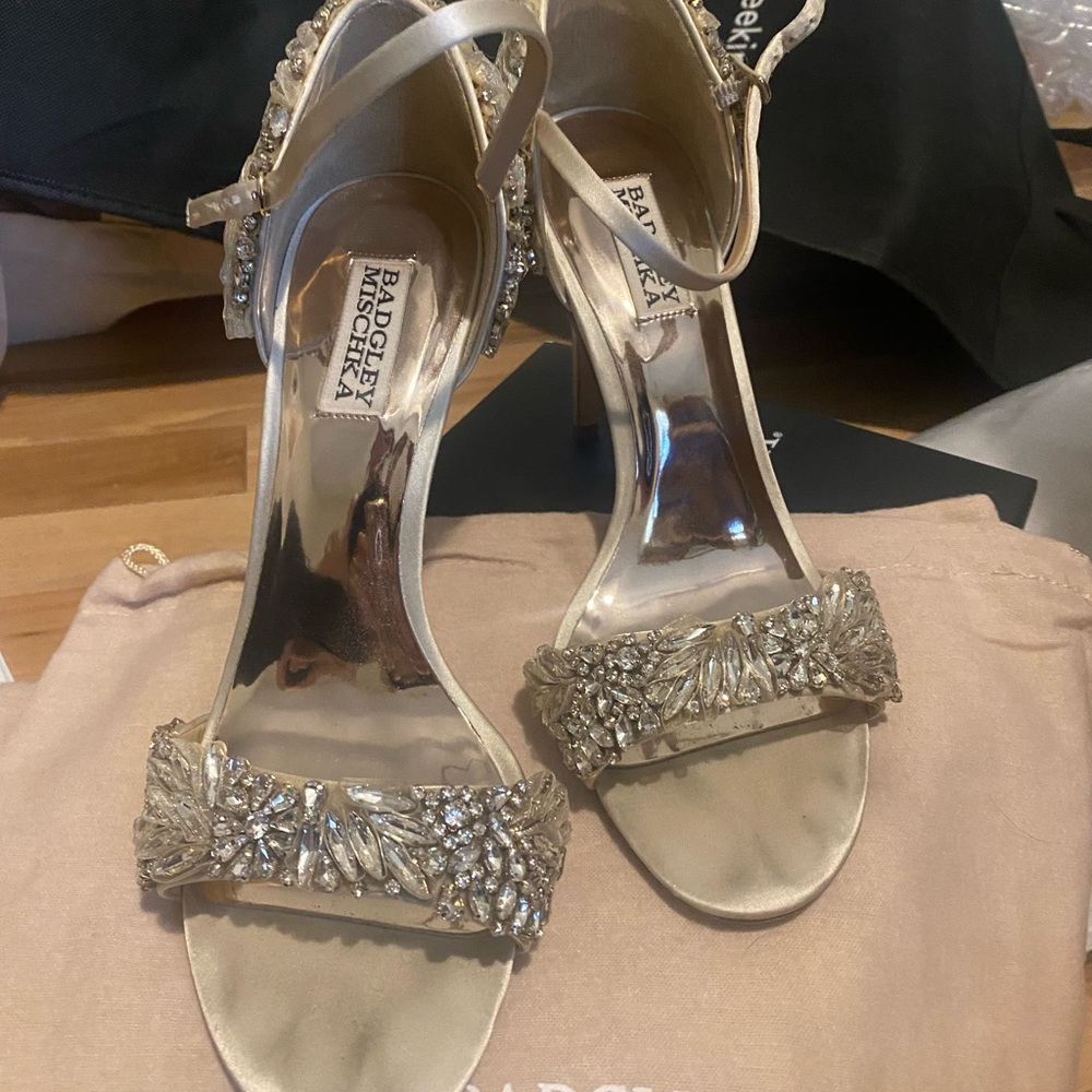 COPY - Badgley Mischka Tampa Embellished Satin Sandal Heels size 8.5